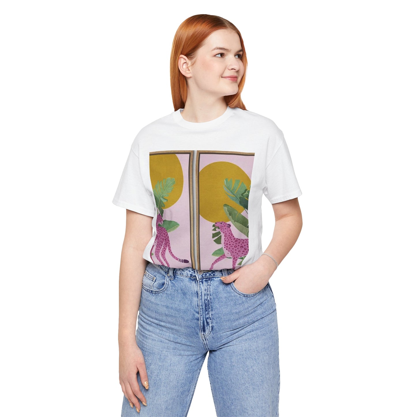 Leopard Print Unisex Jersey Tee - Relaxed Fashion Statement