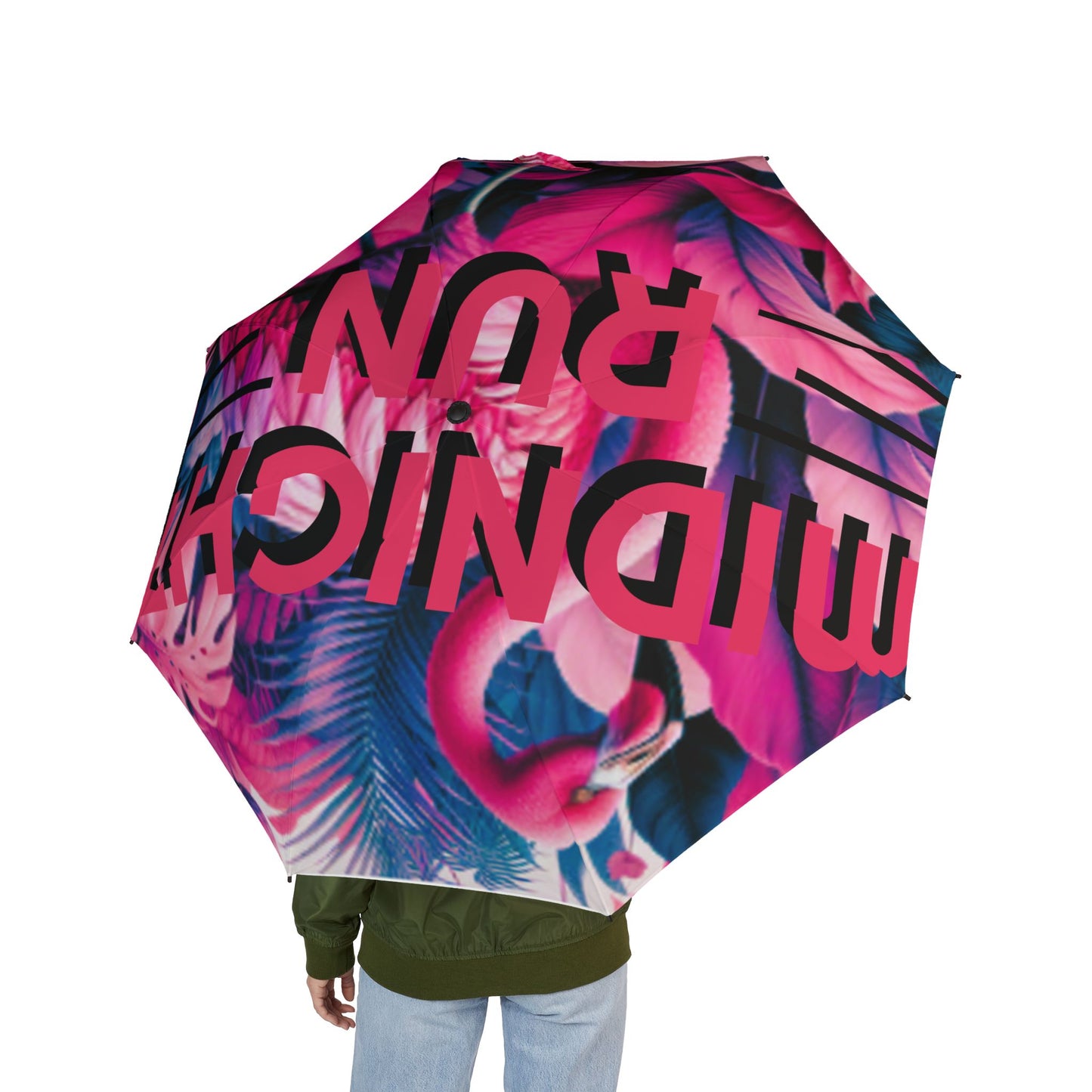 Tropical Print Semi-Automatic Foldable Umbrella - Stay Stylish in the Rain