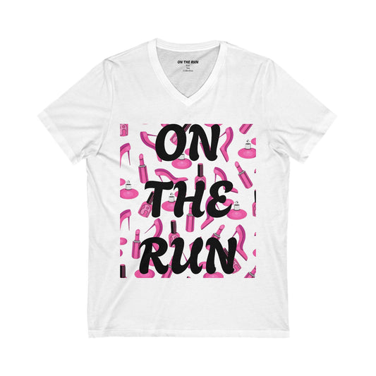 On The Run V-Neck Tee - Fun & Stylish Unisex Shirt for Active Lifestyles