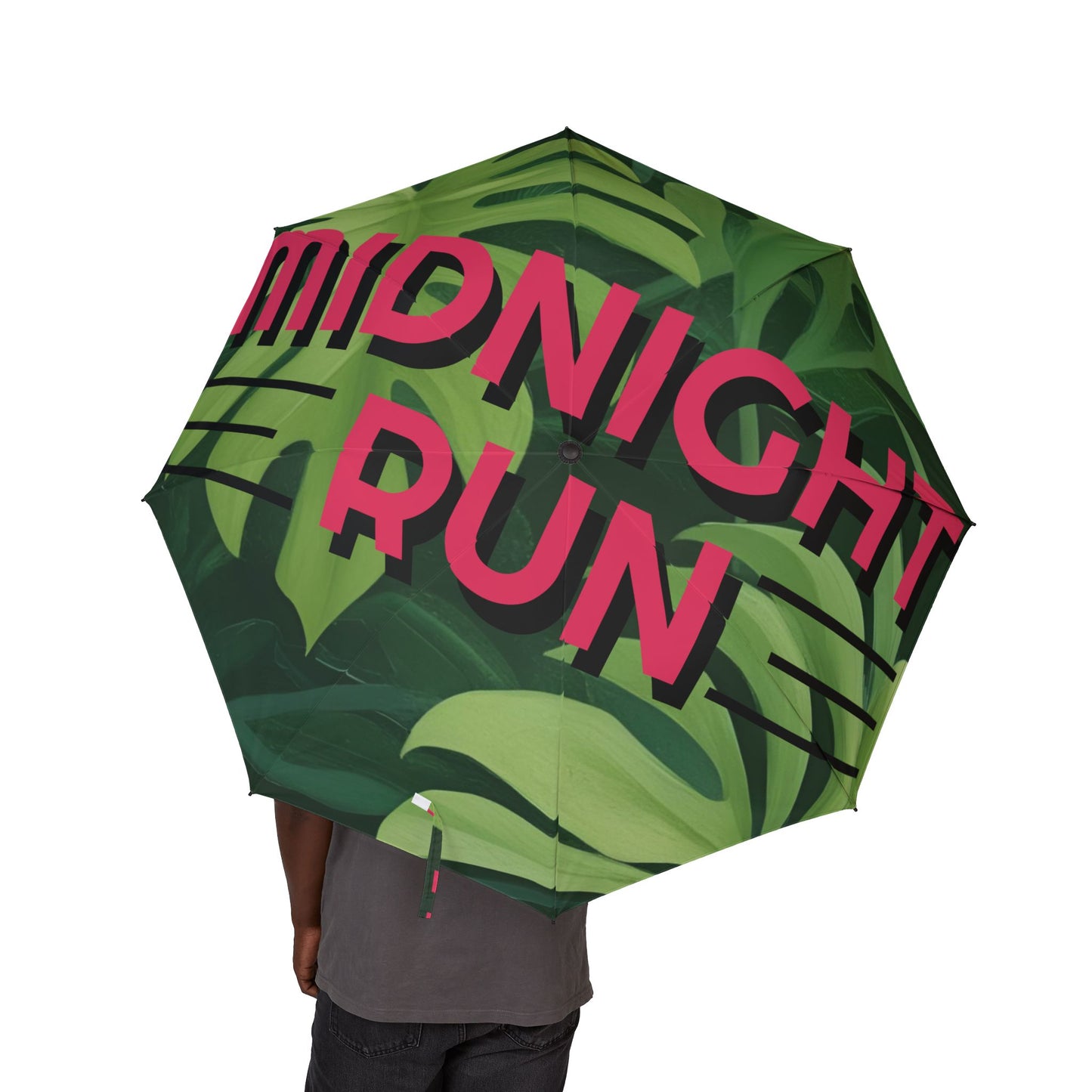 Print Semi-Automatic Foldable Umbrella - Midnight Run Green Collection