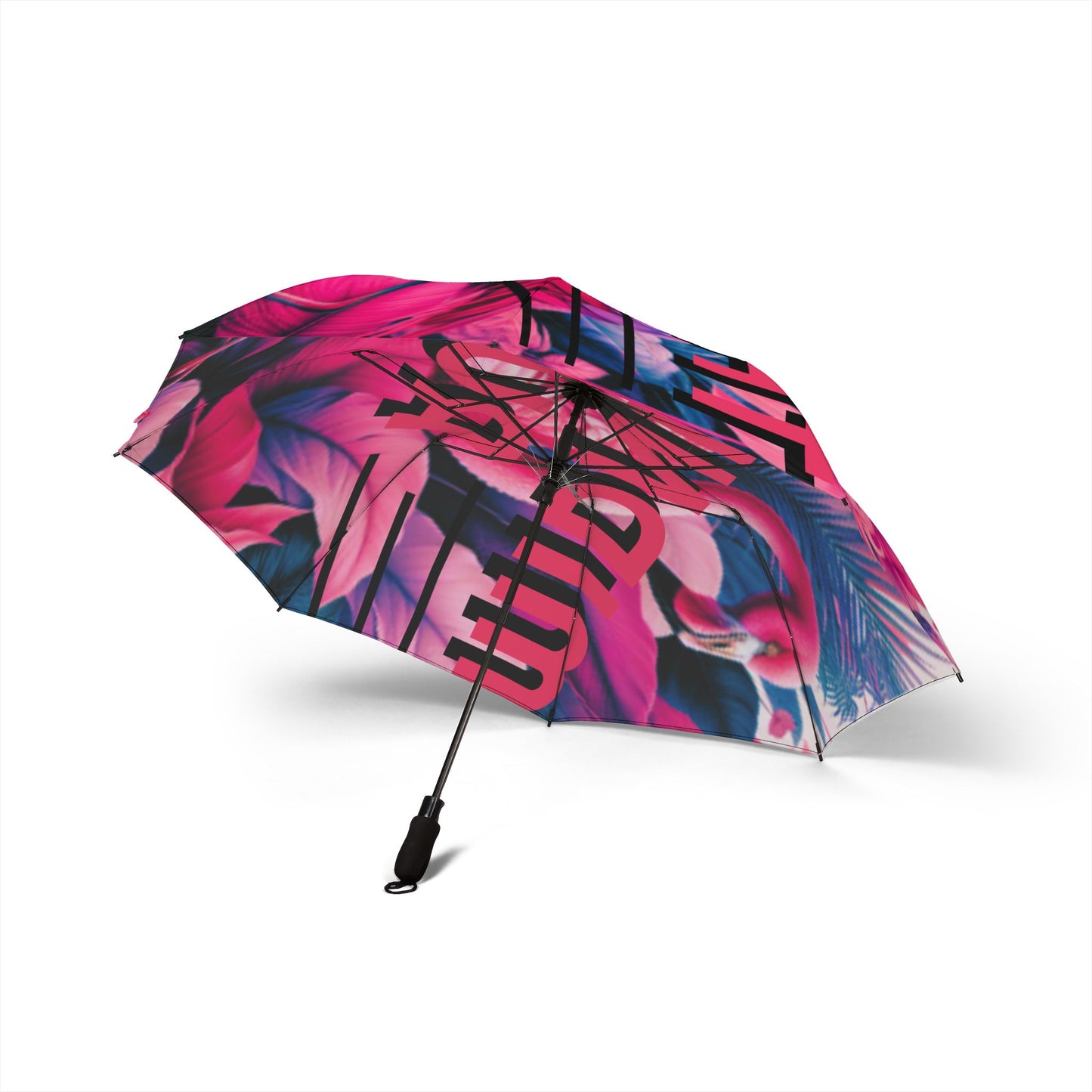 Tropical Print Semi-Automatic Foldable Umbrella - Stay Stylish in the Rain