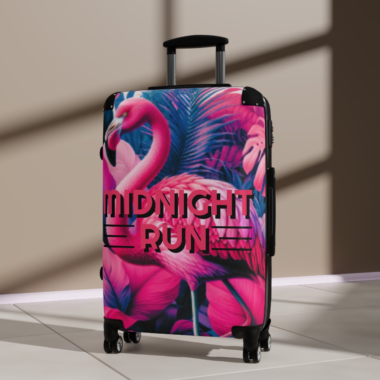 Midnight Run Flamingo Suitcase - Stylish Travel Luggage for Beach Lovers
